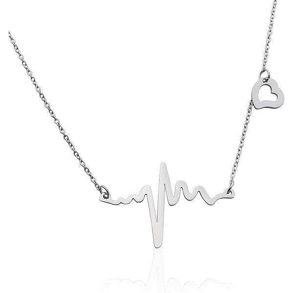 BM Jewellery Originálne oceľový náhrdelník Srdcový tep S608050 10400235