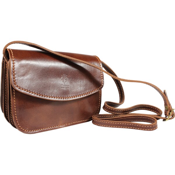 Hnedá kožená talianska crossbody kabelka Lona Marrone Scura 9318810