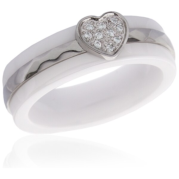 BM Jewellery Dámsky keramický prsteň srdce so zirkónmi S627100 63670007