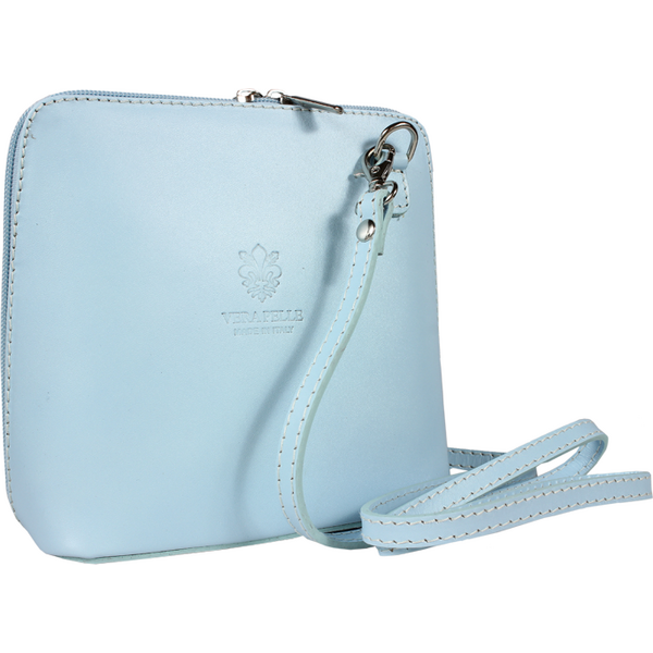 Modrá kožená talianska crossbody kabelka Grana Blu Chiaro NovaKabelka 64376505