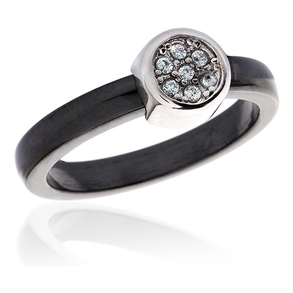 BM Jewellery Dámsky čierny keramický prsteň so zirkónmi BLACK&WHITE 20962827
