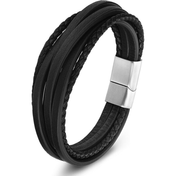 Glory Pánsky vintage kožený náramok Cool man čierny 9410473