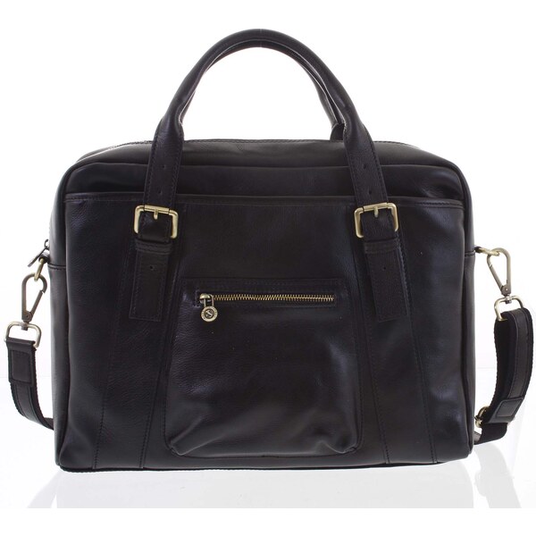 Kožená väčšia business taška čierna - ItalY Fabio čierna 56864088