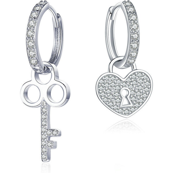 Emporial strieborné náušnice Kľúč k môjmu srdcu 2v1 SCE577 28172309
