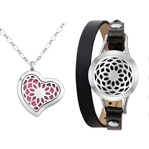 Glory Set Aróma náhrdelník a kožený náramok Heartflower 583 9645478