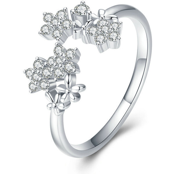 Emporial strieborný nastaviteľný prsteň Krásna Gypsophila 29163653