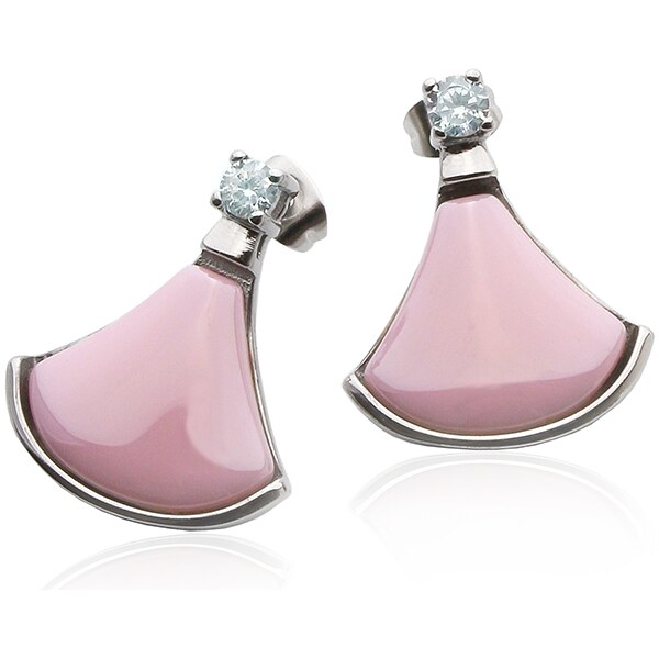 BM Jewellery Náušnice keramické PINK so zirkónmi z chirurgickej ocele 20962831