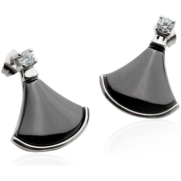 BM Jewellery Náušnice keramické BLACK so zirkónmi z chirurgickej ocele 20962832