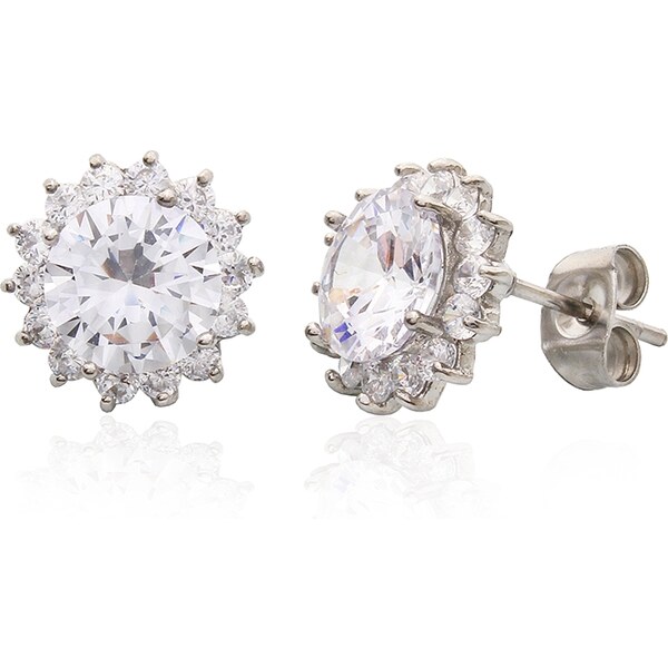 BM Jewellery Náušnice strieborné kryštál sa zirkónmi v tvare kvetinky 10400276