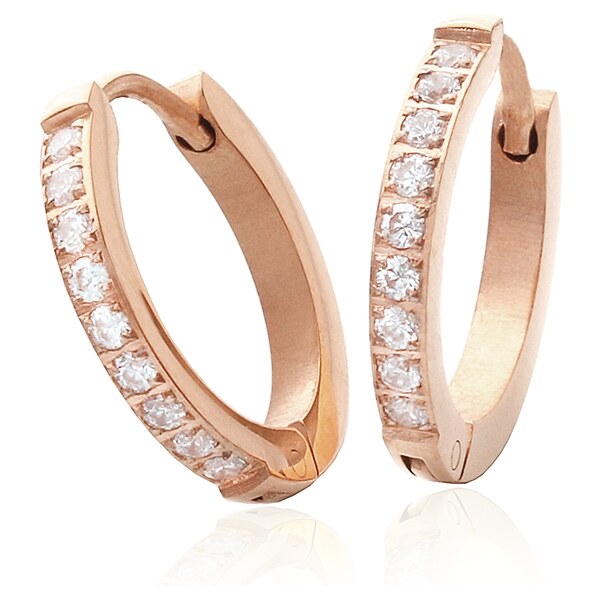 BM Jewellery Náušnice malé krúžky rose gold so zirkónmi z chirurgickej 10400281
