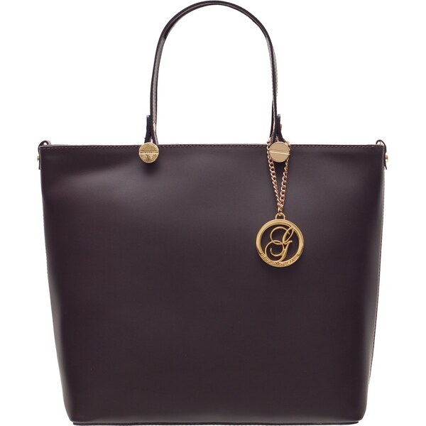 Glamorous by GLAM Kožená kabelka do ruky so zlatým kovaním - tmavo 3145977