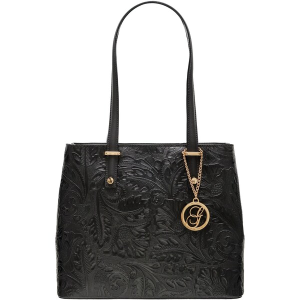 Glamorous by GLAM Kožená kabelka s kvetmi cez rameno - čierna 4870416