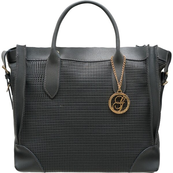 Glamorous by GLAM Kožená kabelka veľká perforovaná - tmavo šedá 4911076