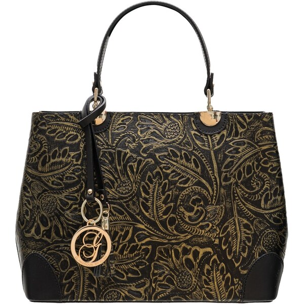 Glamorous by GLAM Dámska kožená kabelka radenie s kvetmi - čierna 4863736