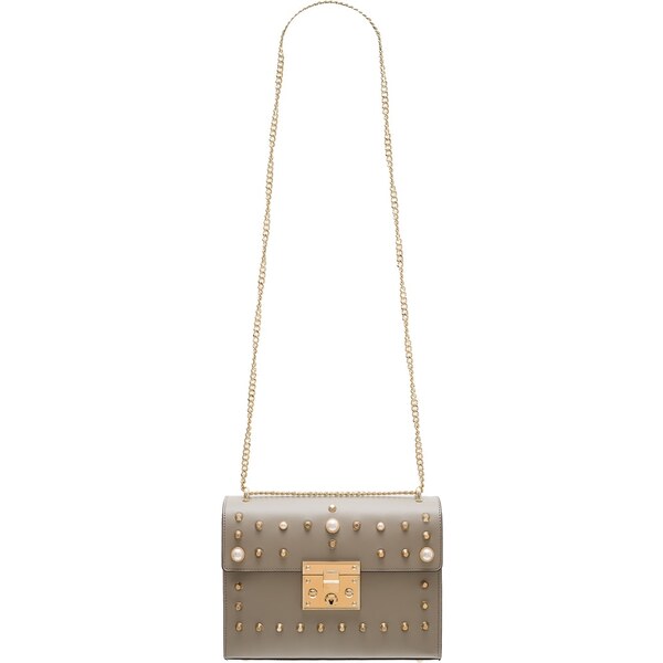 Glamorous by GLAM Dámska kožená crossbody kabelky s perličkami - šedá 5069759