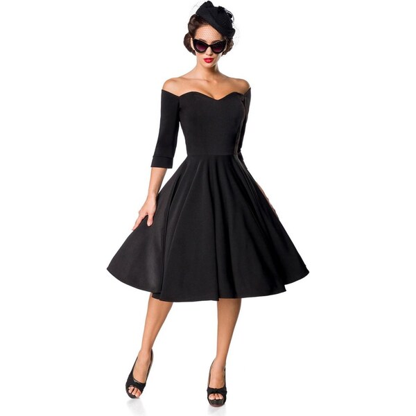 Glara Retro čierne dámske šaty s rukávom 10026134