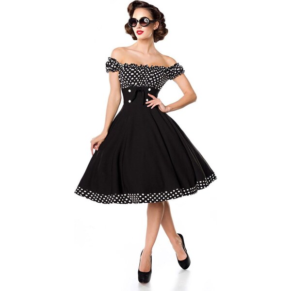 Glara Vintage dámske šaty s Carmen výstrihom 10026127