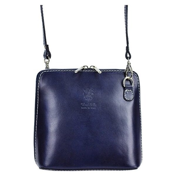 Vera Pelle Kožená malá dámska crossbody kabelka tmavá modra 10052762