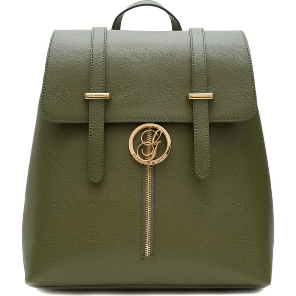 Glamorous by GLAM Dámsky kožený batoh na patenty razený - tmavo zelená 10321832