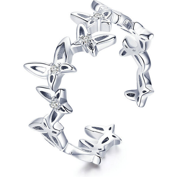 Emporial strieborný nastaviteľný prsteň Poletujúce motýliky 31368908