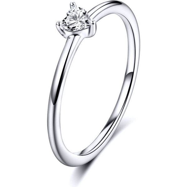 Emporial strieborný prsteň Krištáľové srdce 29478783