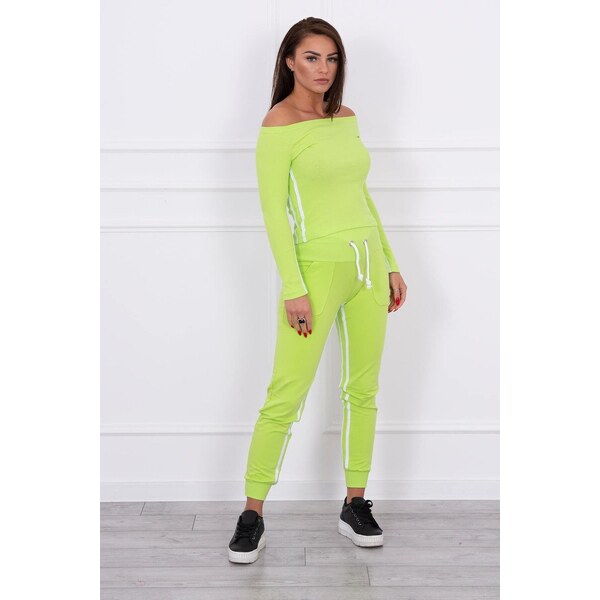 MladaModa Súprava s topom a dvomi prúžkami na boku zelená 10471383