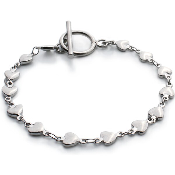 BM Jewellery Dámsky náramok so srdiečkami HEARTS z chirurgickej ocele 10400315