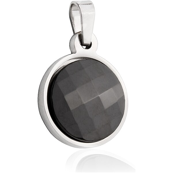 BM Jewellery Prívesok keramický čierny kruh z chirurgickej ocele 10400286