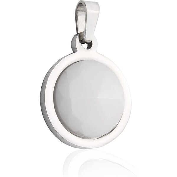 BM Jewellery Prívesok keramický biely kruh z chirurgickej ocele 10400287