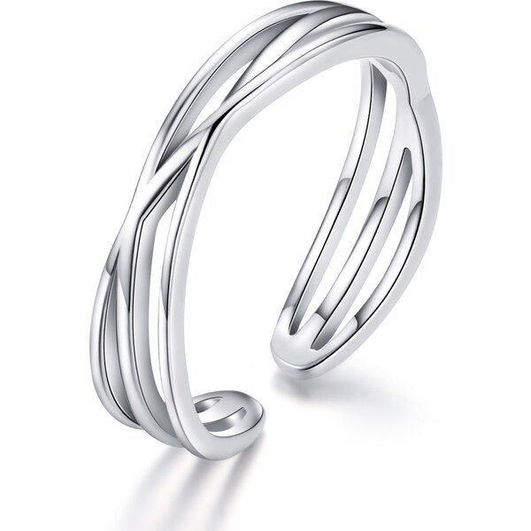 Emporial strieborný prsteň Prekrížené vlnky 29450826
