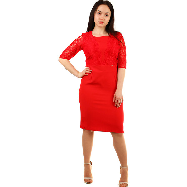 Glara Spoločenské dámske čipkové šaty aj pre plnoštíhle 10769366