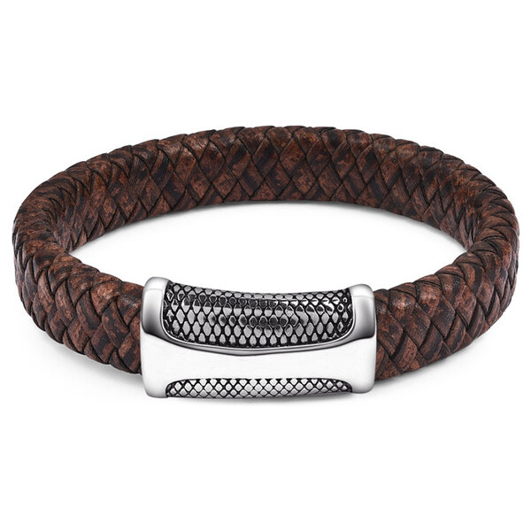 Glory Pánsky kožený náramok Punk 1 hnedá 1122 10791417