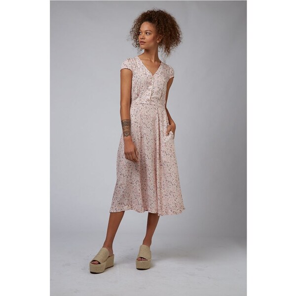 Louche CATHLEEN Ružové Midi Šaty s potlačou kvetov 10811579