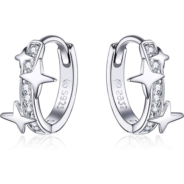 Emporial strieborné náušnice Trblietavé hviezdne krúžky BSE076 28217812