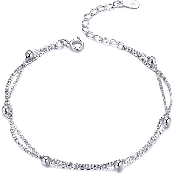 Emporial strieborný náramok Dvojitý jemný s korálkami SCB131 24464504