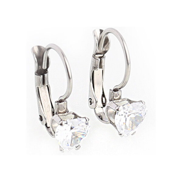 BM Jewellery Náušnice z chirurgickej ocele 0,6 cm so zirkónom v tvare 10997523