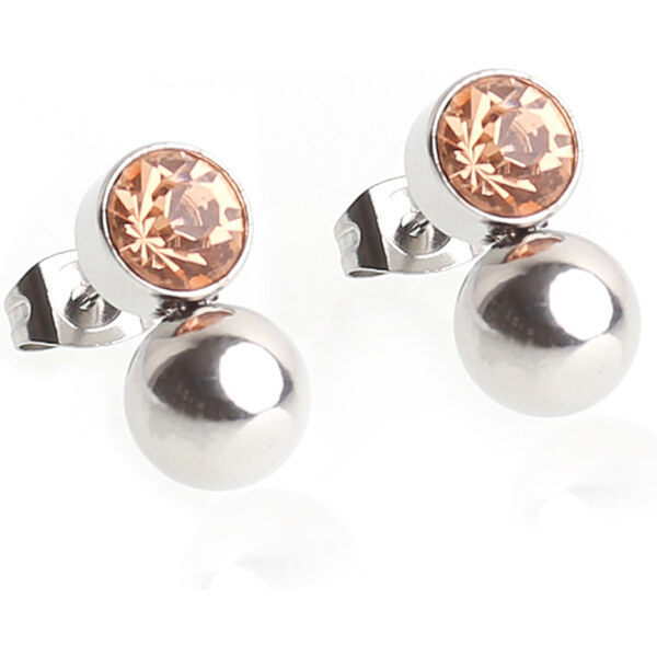 BM Jewellery Náušnice z chirurgickej ocele s oranžovým kryštálom 10997524