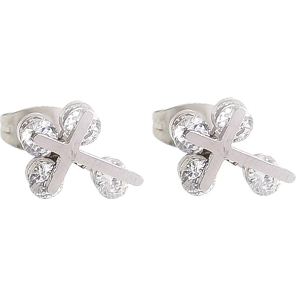 Náušnice krížik z chirurgickej ocele so zirkónom S723080 11258692