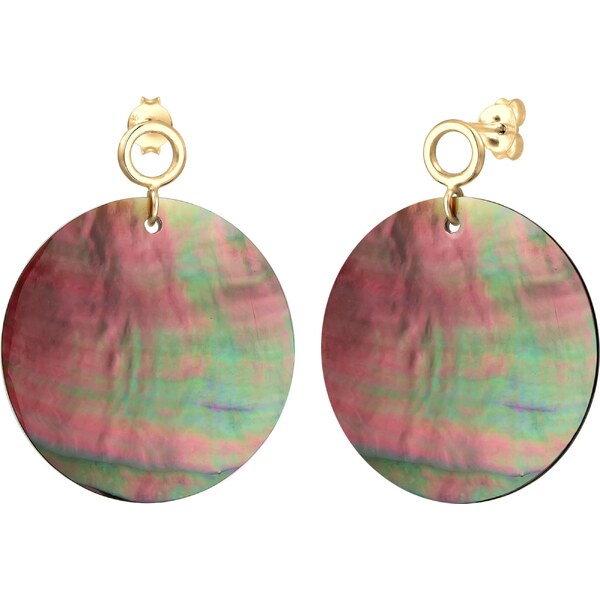 ELLI Náušnice Perlmuttscheibe zlatá / zelená / tmavofialová / melónová 56444893