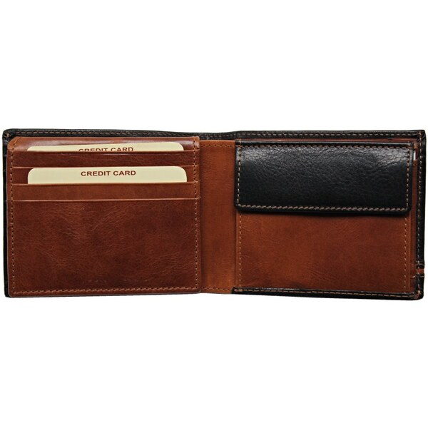 SEGALI Pánska kožená peňaženka 2907114026 čierna - koňak 35335697