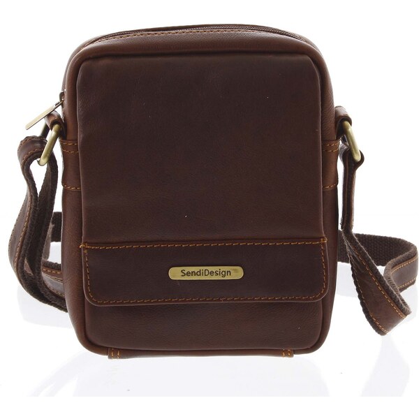 Hnedá luxusná pánska kožená crossbody taška - SendiDesign Khalil hnedá 56864093