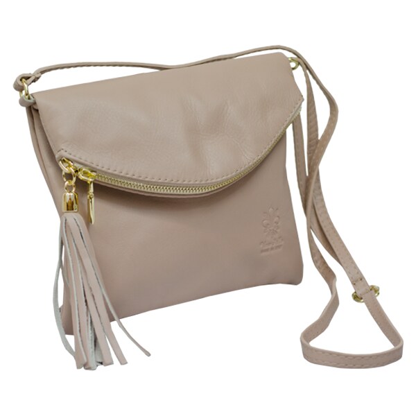 Ružová kožená talianska crossbody kabelka Tina Rosa Vecchio 24473786