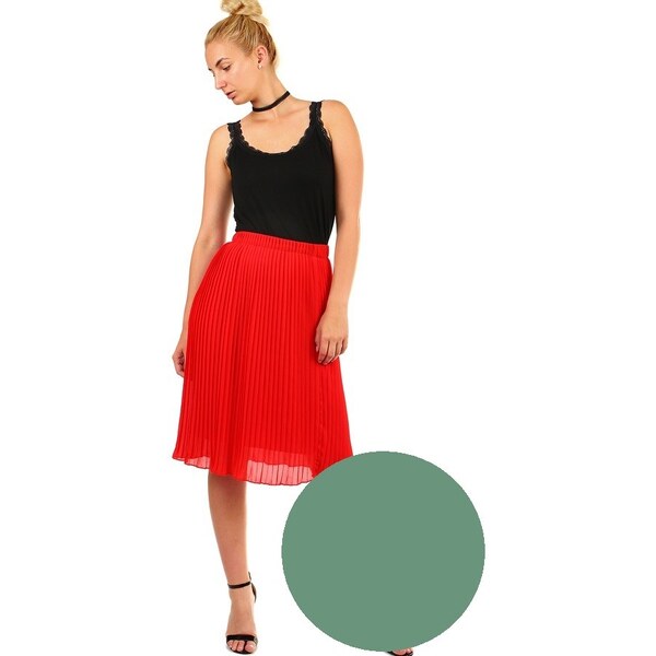 Glara Dámska plisovaná skladaná midi sukňa s pružným pásom 11377585