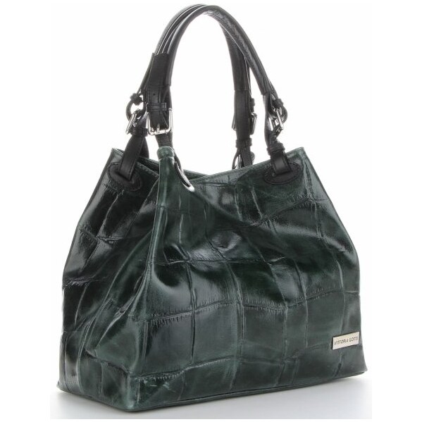 Kožené kabelka shopper bag Vittoria Gotti fľašková zelená V692754 66978757