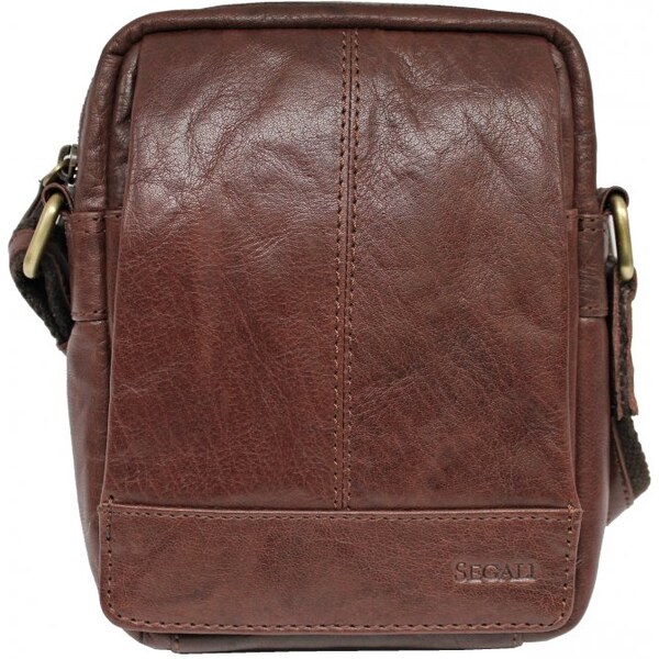 SEGALI Pánska kožená taška cez rameno SG-21110 hnedá 46835400