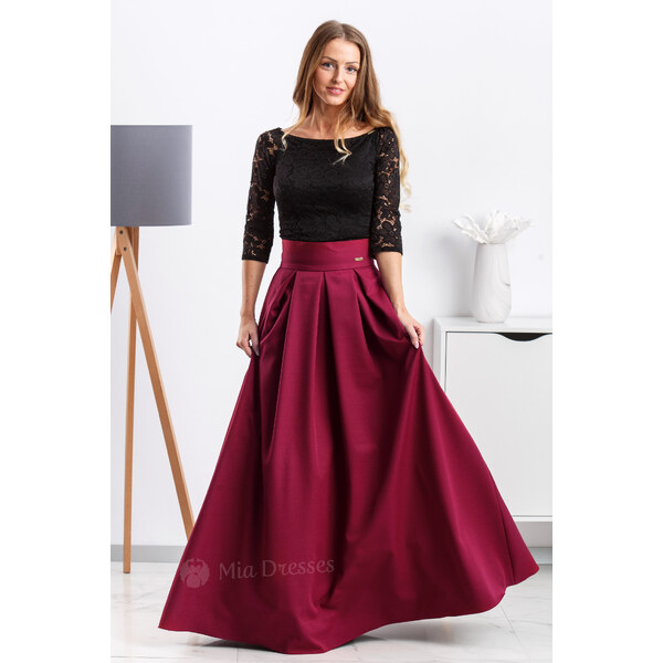 miadresses.sk Bordová dlhá sukňa 11412829