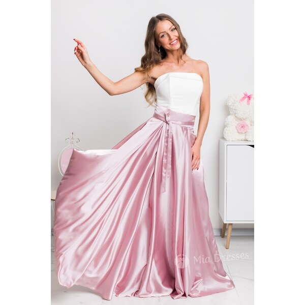 miadresses.sk Staroružová saténová sukňa s rozparkom 11412952