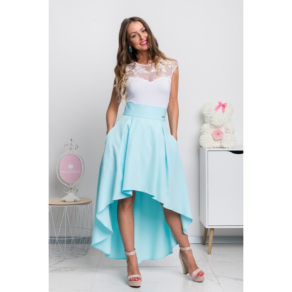 miadresses.sk Svetlomodrá asymetrická sukňa 11412960