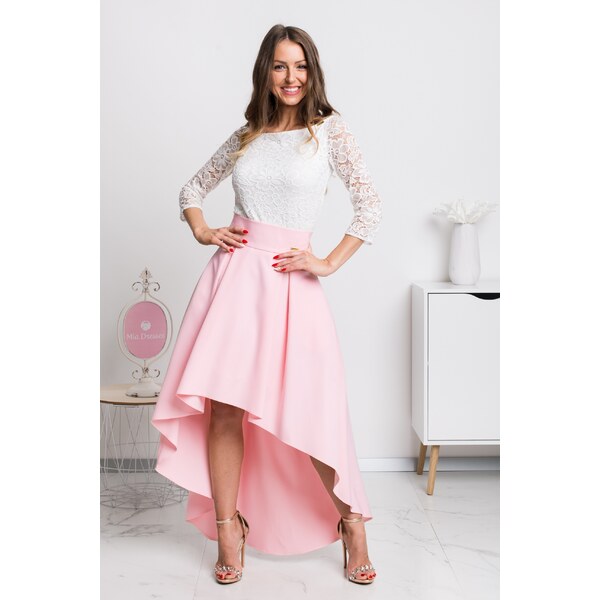 miadresses.sk Svetloružová asymetrická sukňa 11412965