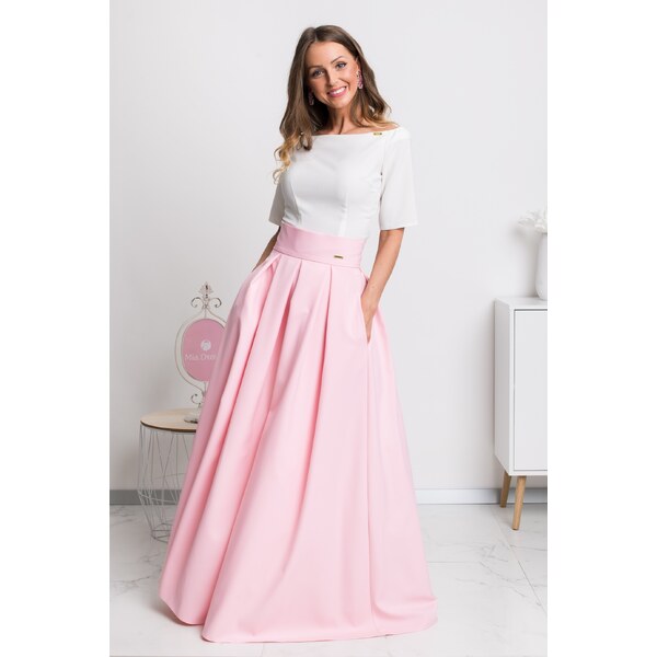 miadresses.sk Svetloružová dlhá sukňa 11412966